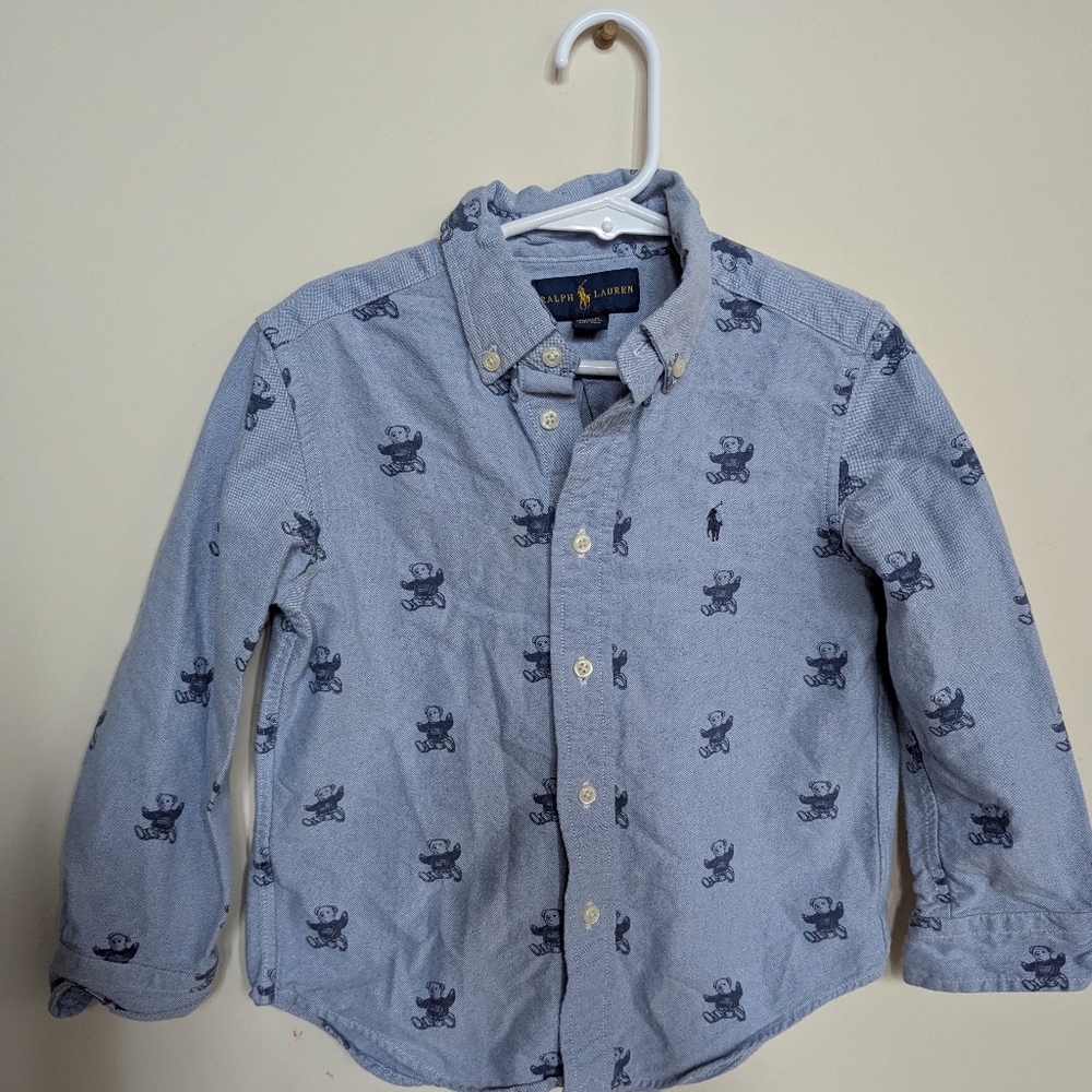 Ralph Lauren Boys 4T Bear Button Down Shirt